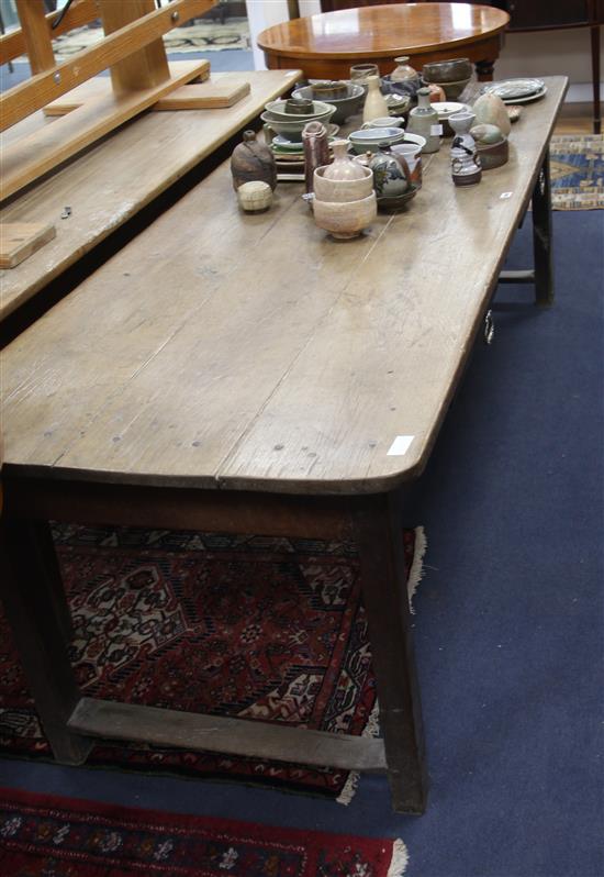 An oak farmhouse table W.222cm
